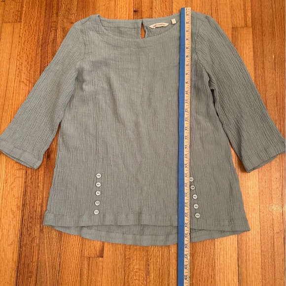 Soft Surroundings Tunic Top Womens M Gray Ramie Wrinkles 3/4 Sleeve (j6 - Picture 8 of 9